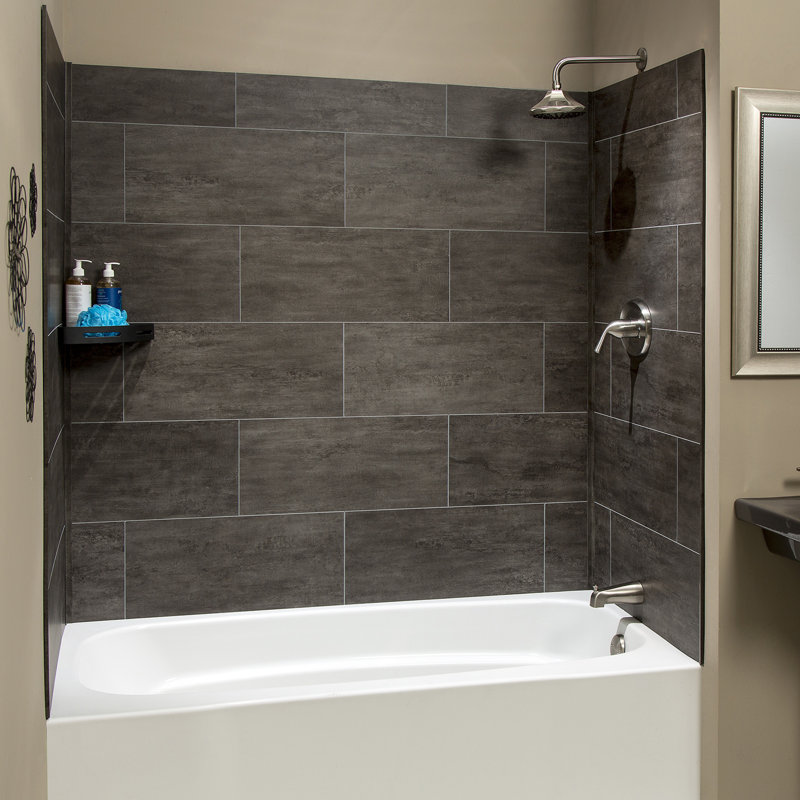 Ensemble de carrelage pour douche et baignoire 23,2 po x 11,1 po Palisade, Ardoise cendré