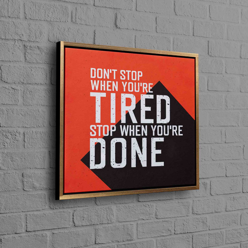 Don't Stop Motivational Quote Canvas Art For Positive Workplace or Office Wall Decor, Framed Print without Mat, Gold
