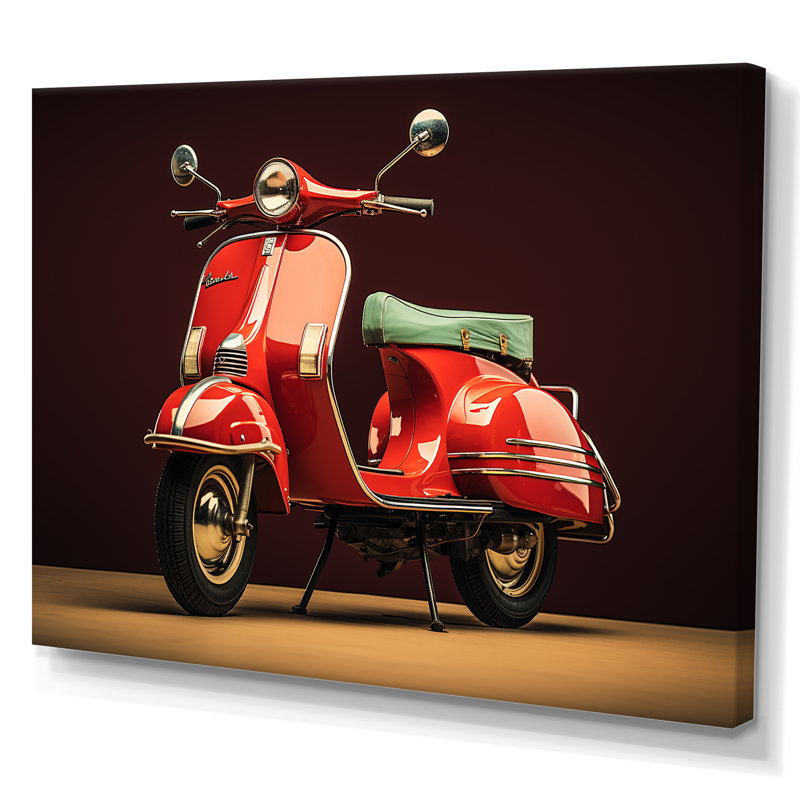 Retro Scooter Adventure I - Scooter, impressions encadrées, Toile tendue, 24" H x 32" W