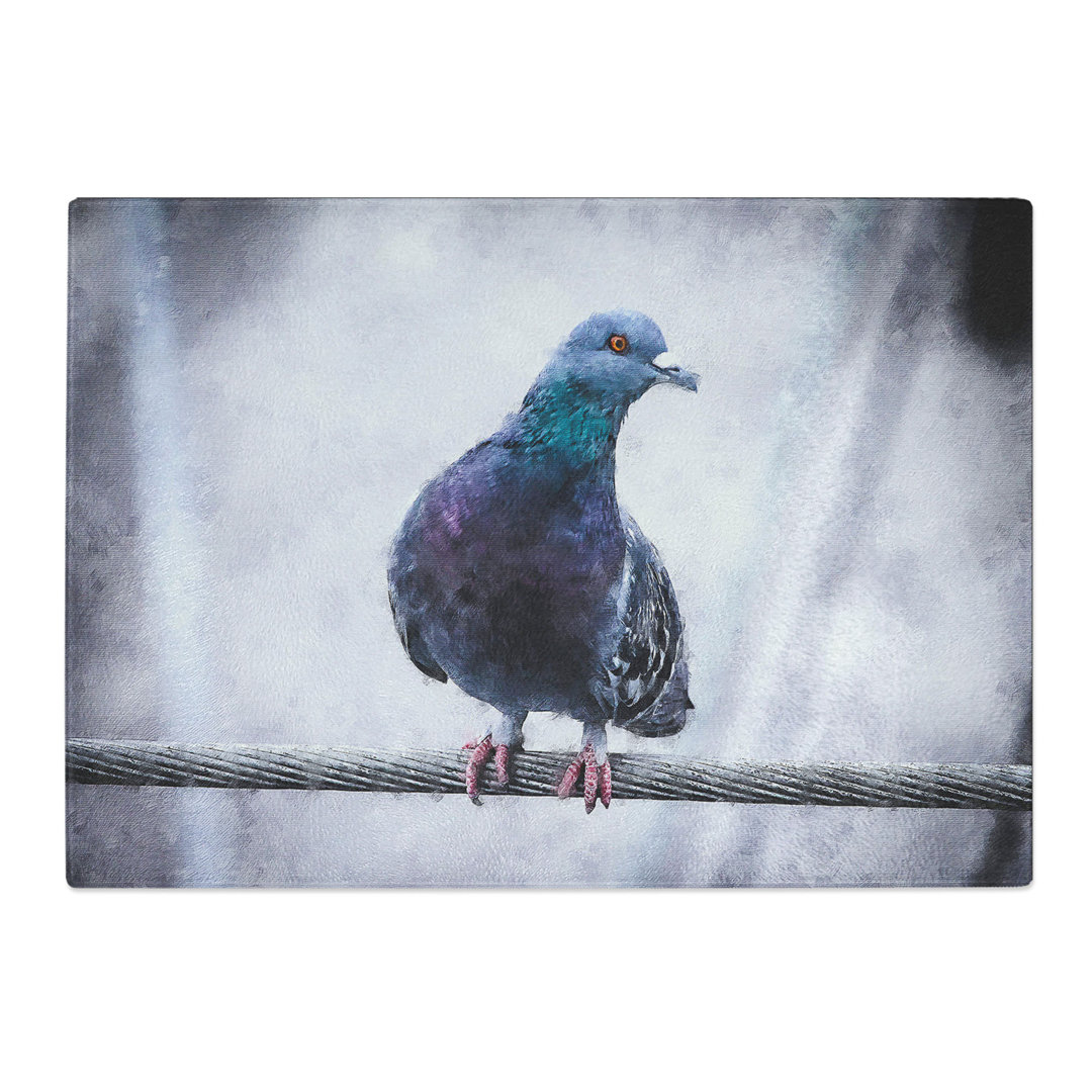Tempered Glass Pigeon Bird on a Wire Chopping Board