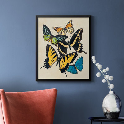 «Collage Butterflies II», toile encadrée de qualité supérieure - prête à être accrochée
