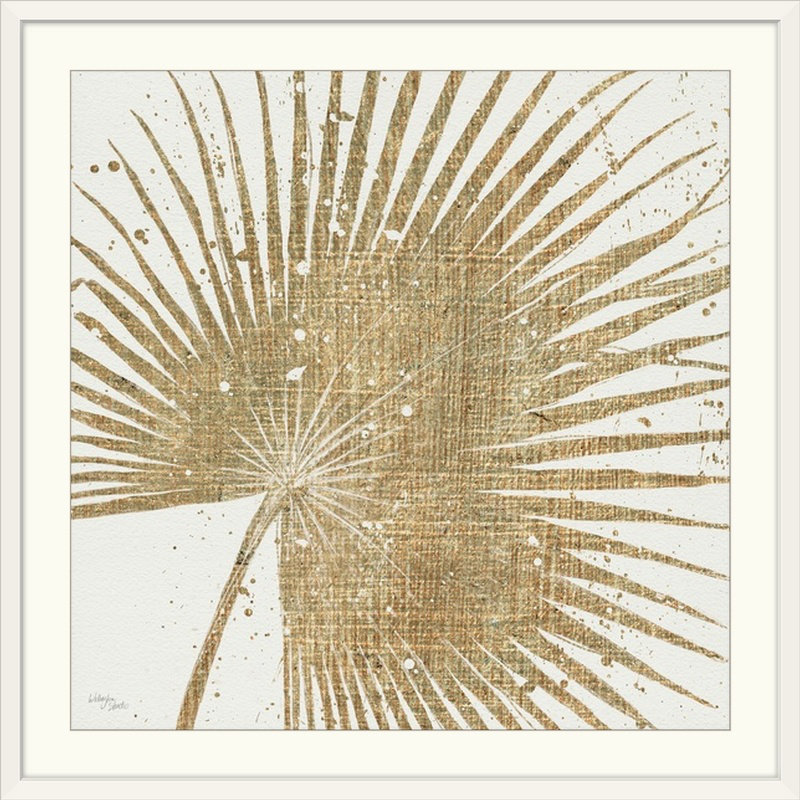 «ii, reproduction d’art Gold Leaves, H 28 x l 28 po x P 1 po, Cadre blanc