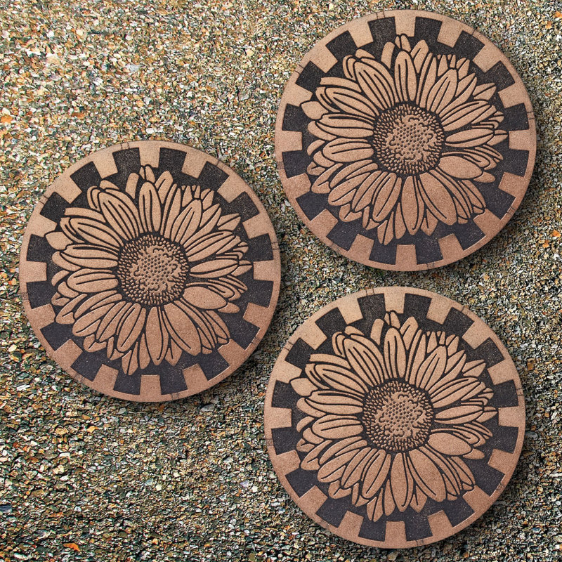 Sunflower Rubber 3 Piece Stepping Stone Set