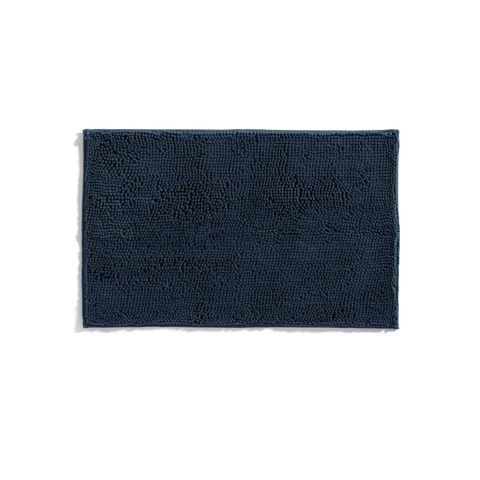Soft Absorbent Chenille Bath Mat Rug with Anti-Skid Rubber Backing, Navy, Single - 34" L x 21" W