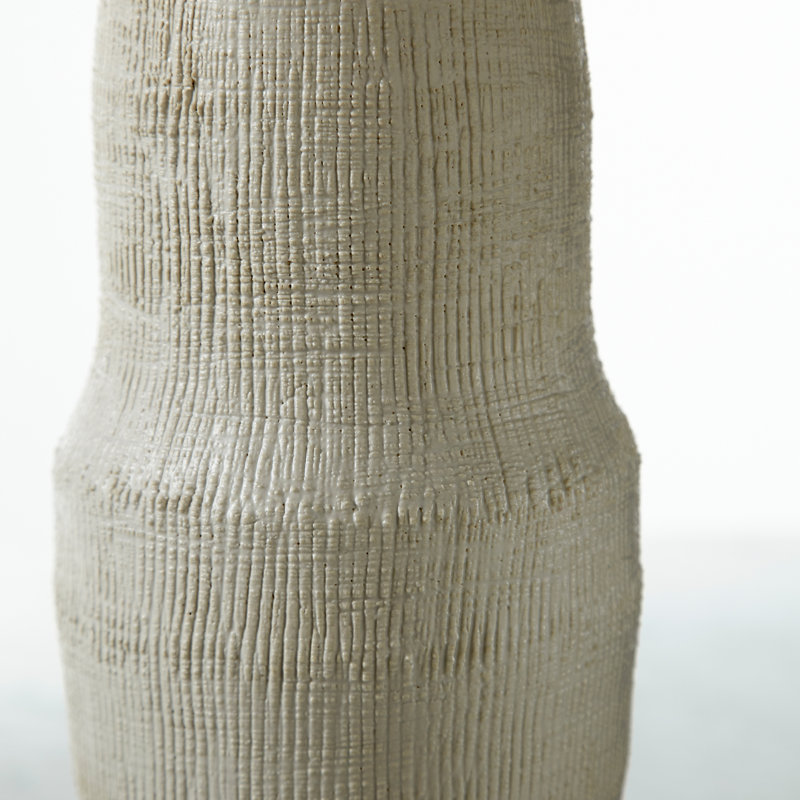 Leela Tall White Ceramic Textured Vase