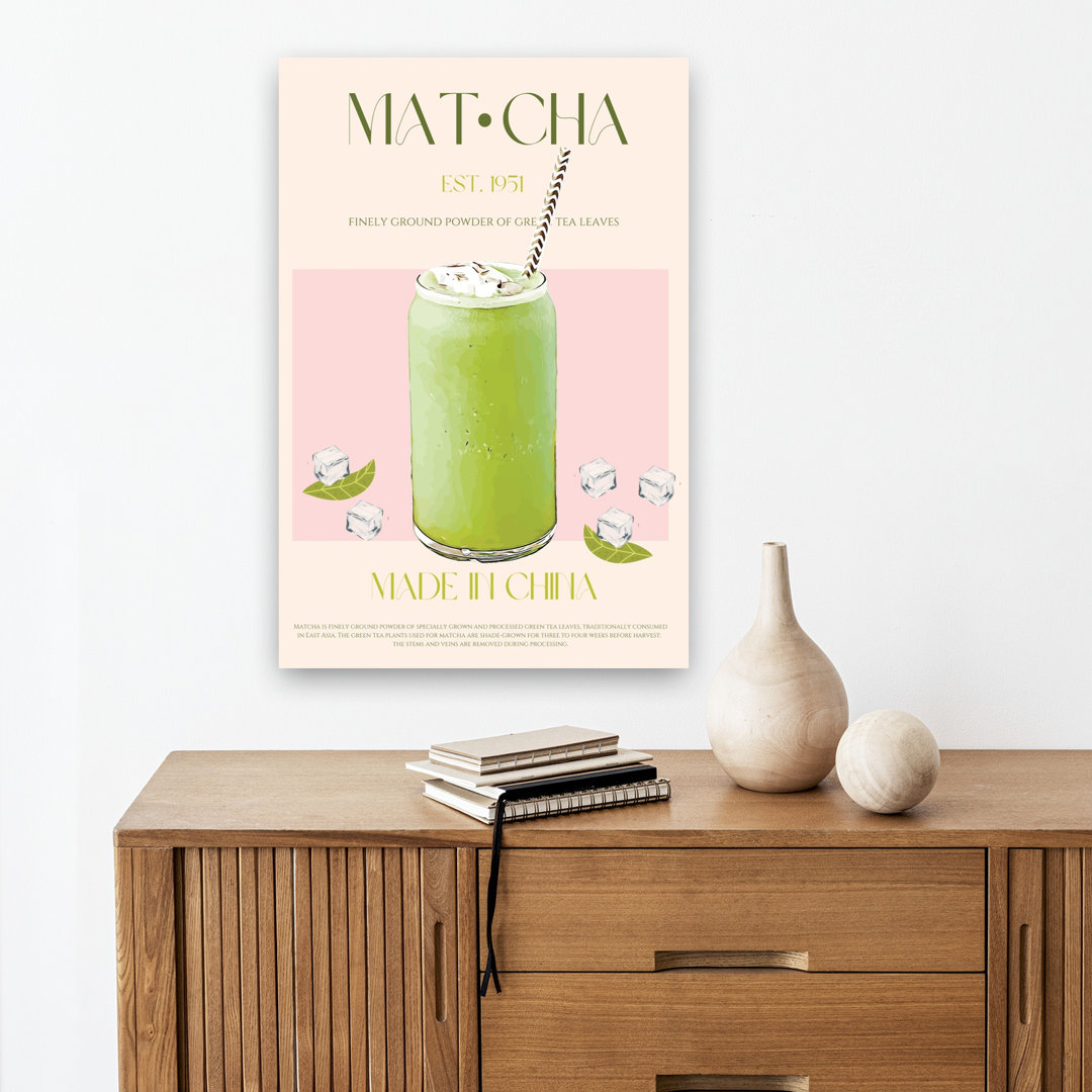 Refreshing Matcha Latte Abstract Contemporary Summer Landscape Wall Art Print