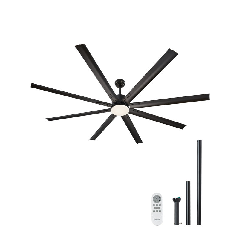Ventilateur de plafond 84 po avec lumière, télécommande à 6 vitesses, température 3 couleurs à intensité variable, moteur à courant continu réversible, ventilateur encastré à profil bas pour chambre à coucher, salon, utilisation intérieure / 