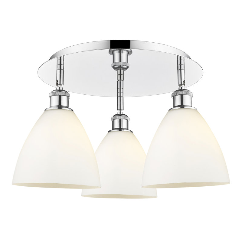 Plafonnier encastré en verre Amenda, Blanc mat, Chrome poli