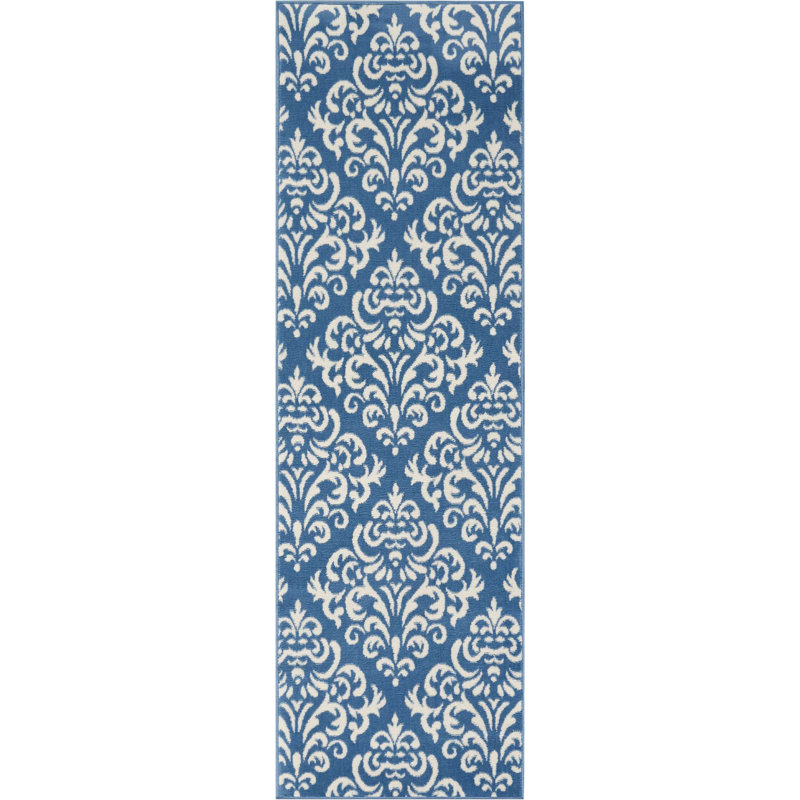 Tapis bleu Florissant, Tapis de couloir 2 pi 3 po x 7 pi 6 po