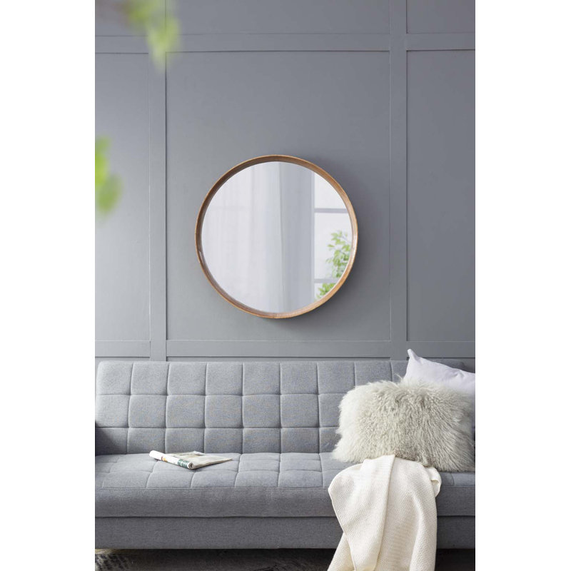 31,5 "miroir rond en bois de pin, miroir mural pour la salle de bain