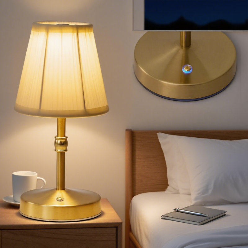 Mini lampe de table rechargeable sans fil avec batterie 3000Mah, 3 températures de couleur et contrôle tactile à intensité variable, lampe portative en tissu pour comptoir de cuisine, chambre à coucher et décoration intérieure