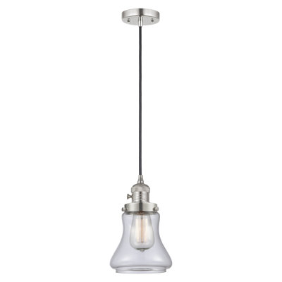 Franklin Restoration - Labossiere - 1 Light 6" Cord Hung Mini Pendant - On-Off Turn Switch - LED Bulb - Clear Shade