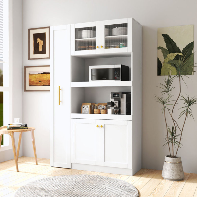 Farmhouse Storage Cabinet with 4 Doors,Pantry Organizers for Kitchen