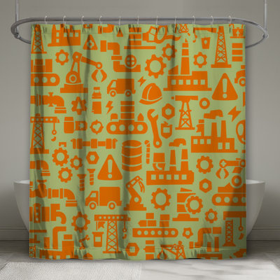Industrial Machinery Pattern Shower Curtains Extra Long