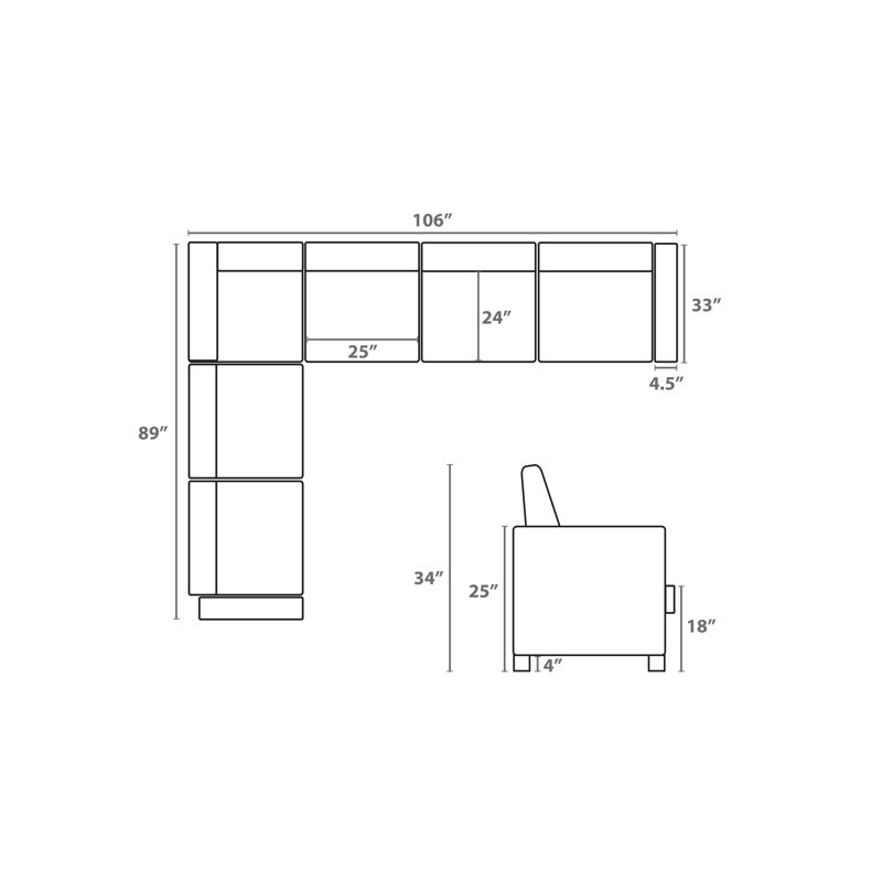 Canapé modulaire rembourré moderne, Polyester gris