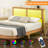 Hazim Solid Wood Standard Bed with Shelves-355361126