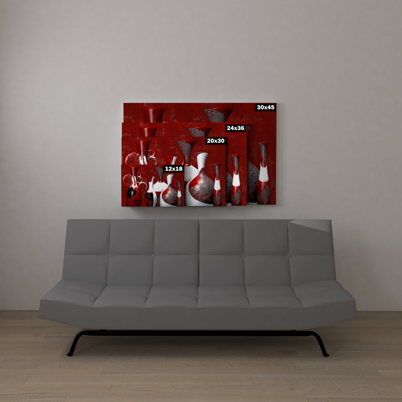 « vivacious i red white black potterive modern », reproduction d’impression sur toile, H 30 po x l 45 po x P 1,5 po
