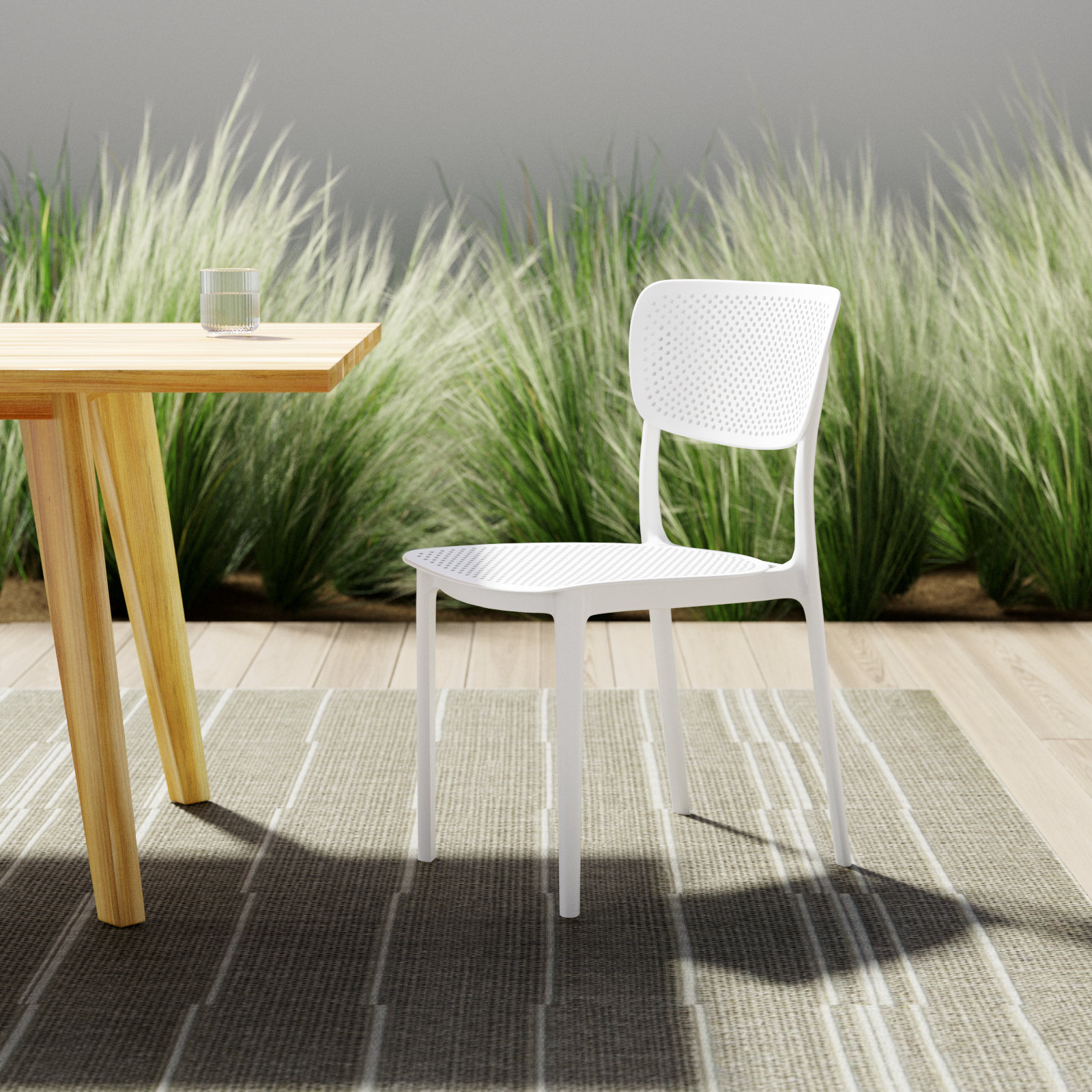 Farrah Stackable Patio Side Chair, White