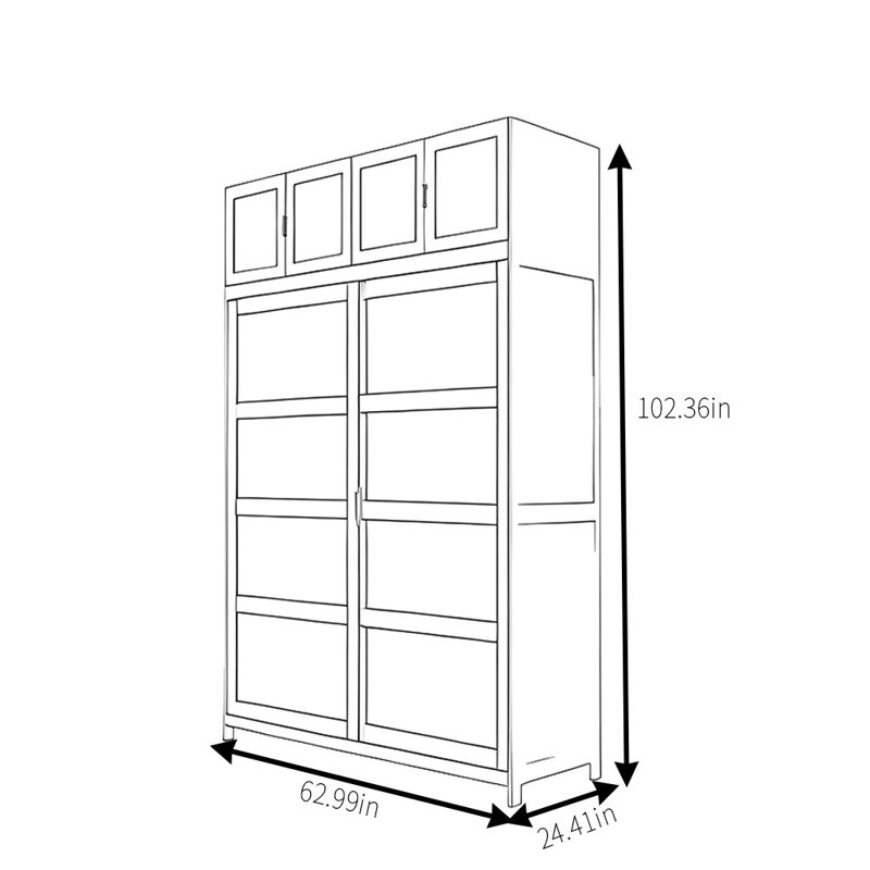 Garde-robe rétro pratique et classique, Noir, H 102,36 po x l 62,99 po x P 24,41 po