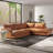 Leather 2-Piece Bumper Chaise Sectional Sofa, Cognac-108988472