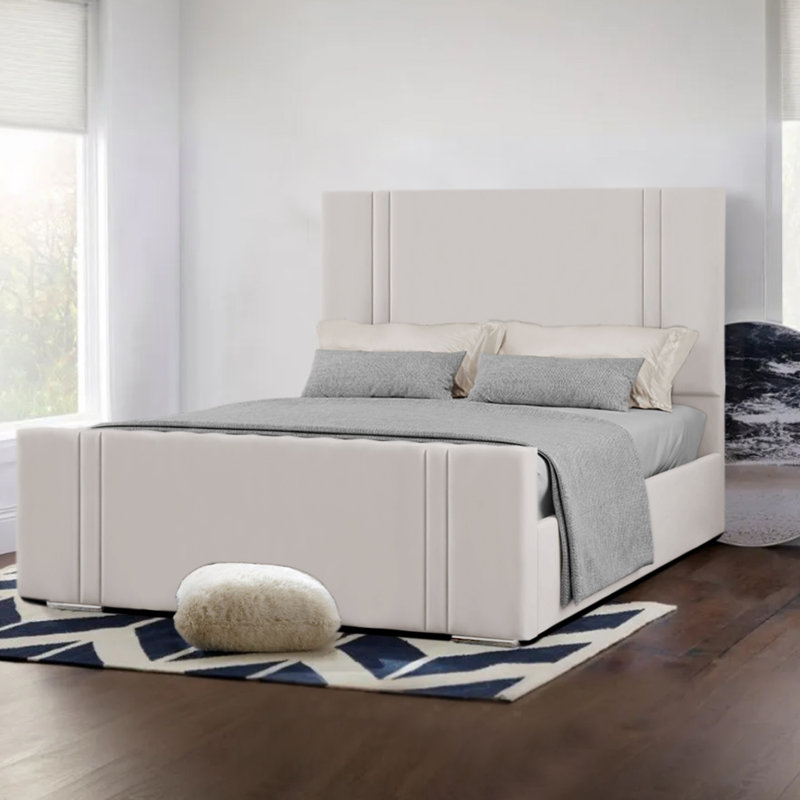 Upholstered Velvet Bed, Super King (6'), Cream