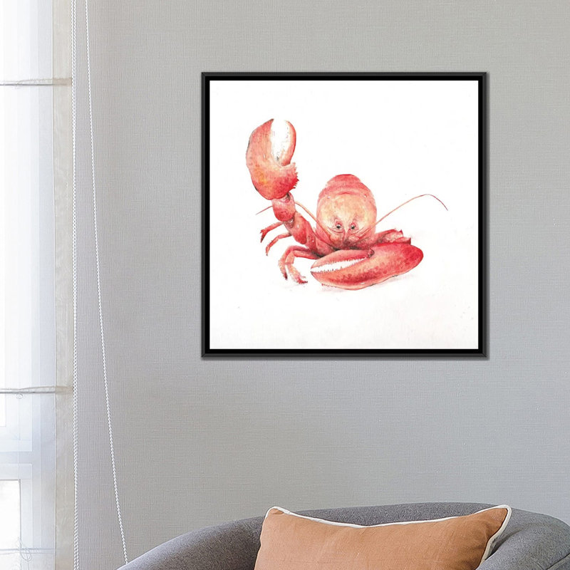 «Lobster», impression sur toile tendue, H 18 po x l 18 po x P 1,5 po, Toile avec cadre noir, Pas de tapis