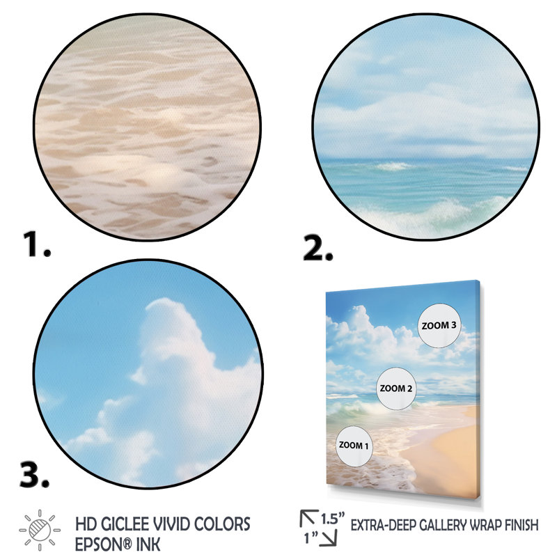 Remylina Beach Photo Ocean Escape IV sur toile, H 44 po x l 34 po x P 1,5 po, Cadre flottant blanc