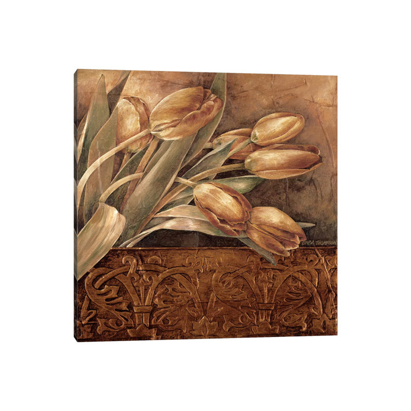 Copper Tulips II by Linda Thompson - Wrapped Canvas Painting, 45.72 cm H x 45.72 cm W