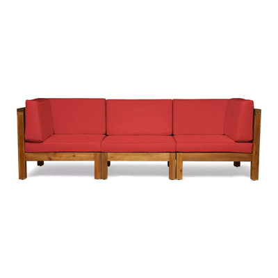 Brava X-Back 3 Seater Outdoor Sectional Sofa Set, Red