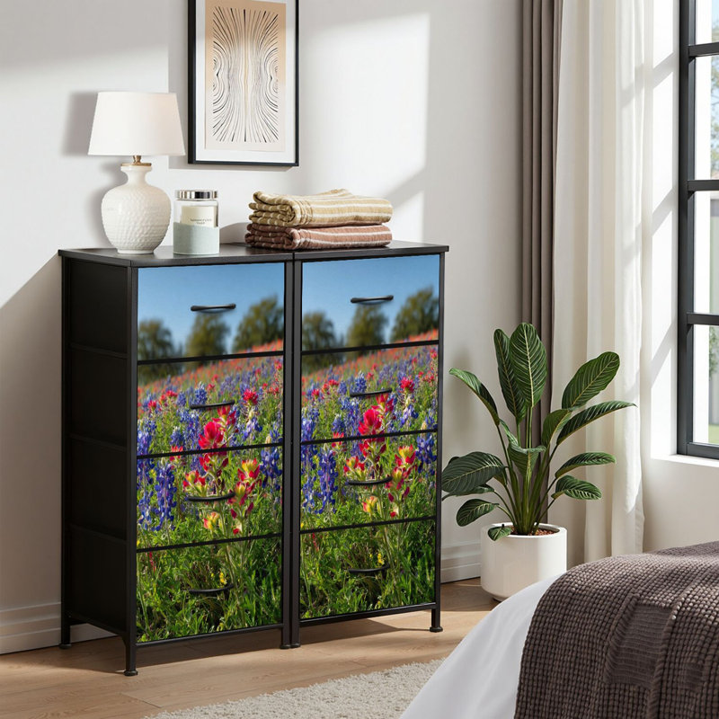4 Drawer Dresser for Bedroom, Narrow Chest of Drawers, Wooden Top and Study Iron Frame 18"x37.5"-(WxH)