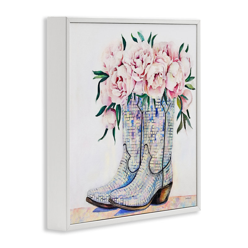 Bottes de cow-boy remplies de roses, estampe numérique, design par Amanda Greenwood, H 12 po x l 12 po
