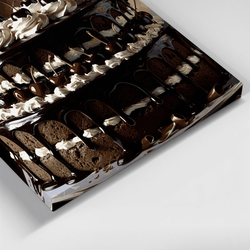 Desserts Black forest cake Black Canvas Wall Art, 8" H x 10" W