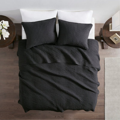 Ensemble de courtepointe réversible 3 pièces avec traitement antimicrobien, microfibre douce, double / grand, pour un confort et une hygiène toute l'année.
