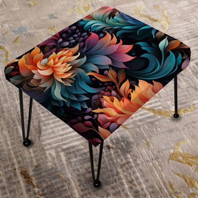 Enchanted Noir Moody Patterns - Floral Rectangle Ottoman