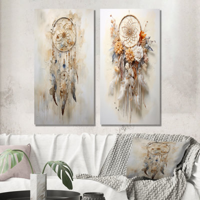 Beige Enchanting Dreamcatcher - Dream Catcher Metal Wall Decor Set Of 2