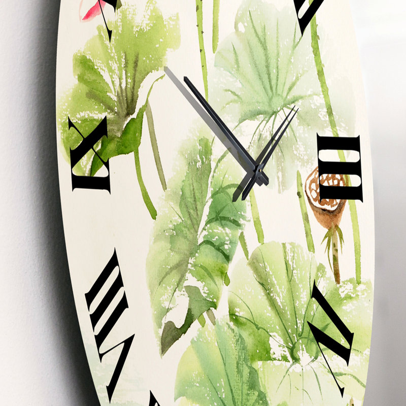 Vintage lotus roses dans l'étang IV - horloge murale traditionnelle, Moyen