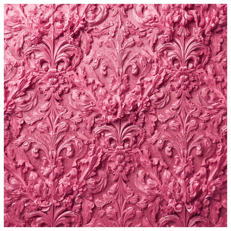 Tapis de bain rose à motif damassé, L 34 po x L 21 po