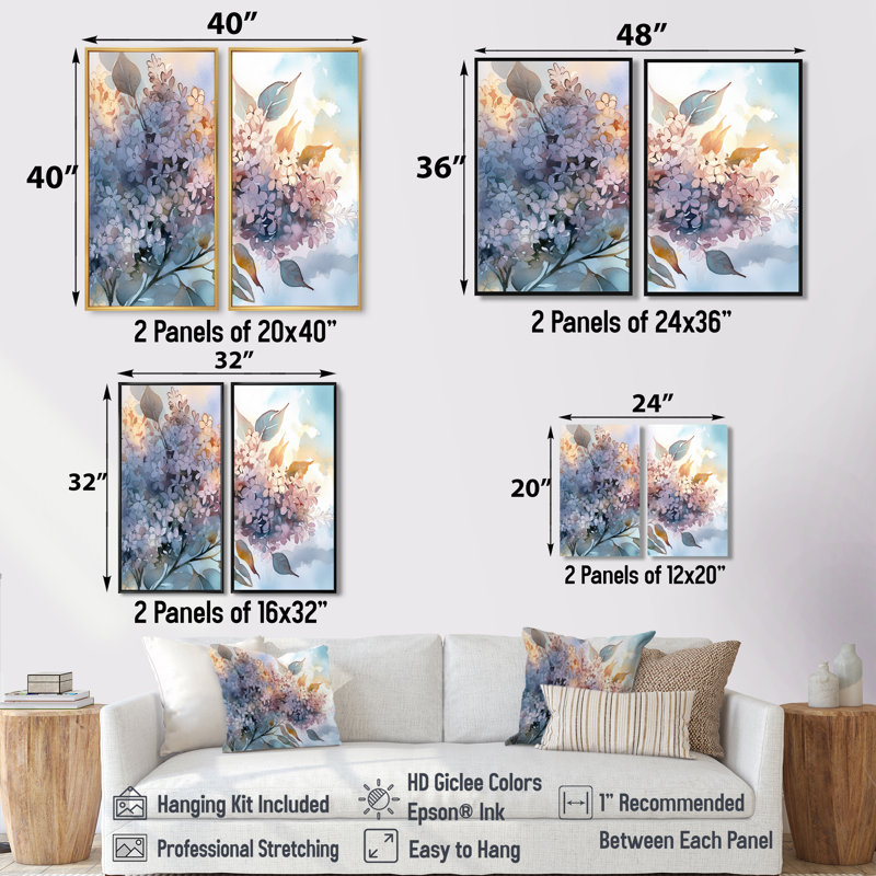 Lilas mauves aromathérapie - Art mural traditionnel, H 36 po x l 48 po, Reproduction encadrée sans passe-partout, Doré