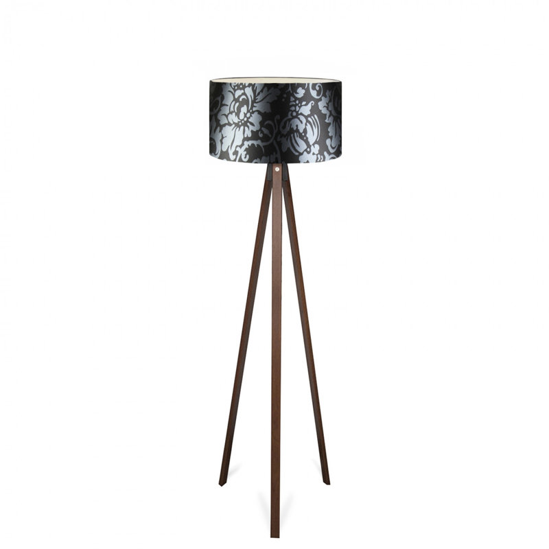 Lampe sur pied moderne, base 100% bois, finition noire, hauteur de 55,1 po | Douille E27, 40 W maximum | Conception élégante et originale pour la décoration intérieure, parfaite pour le salon et la chambre à coucher, concept élégant de fleurs et de printemps