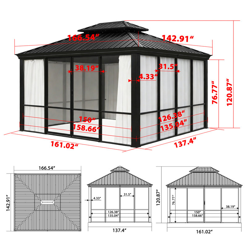 Pavillon de jardin en polycarbonate, 14' W x 12' D