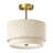 13" Modern Drum Semi-Flush Mount Ceiling Light – Gold Base with Double-Layer Linen Shade for Bedroom, Living Room & Entryway