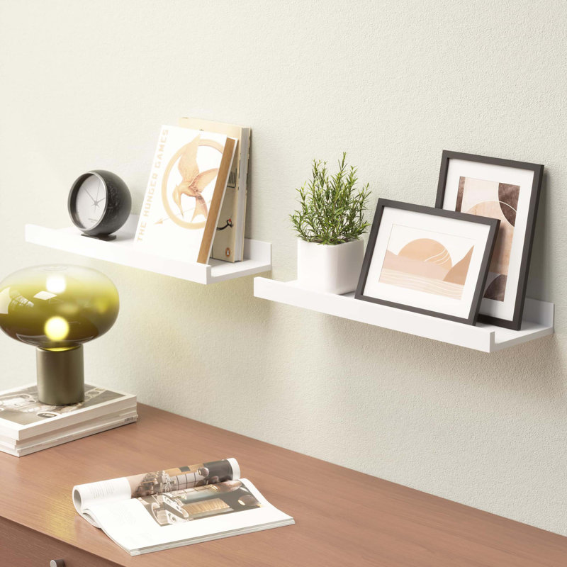 Floating Shelves Wall Mounted Set of 2, Modern White Shelves for Room