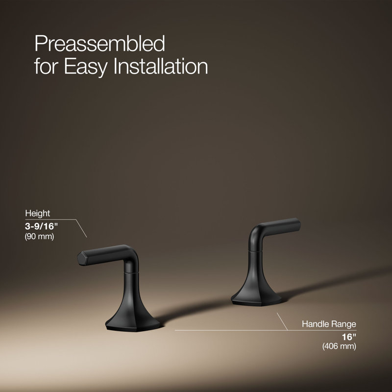 Occasion Lever Bathroom Sink Faucet Handles, 3.56" H x 16" W, Matte Black