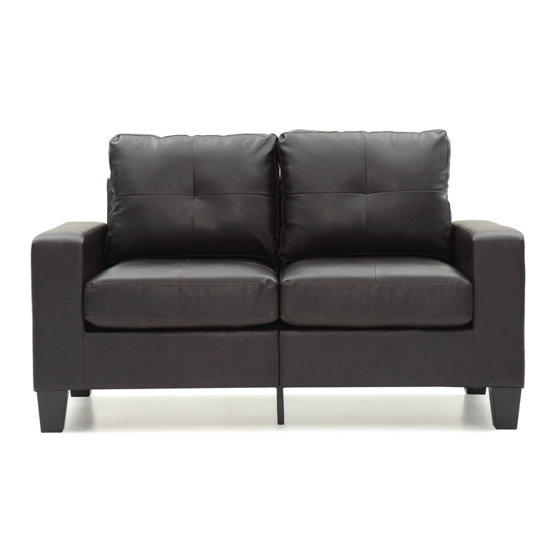 Vegas Loveseat- Faux Leather, Dark Brown Faux Leather