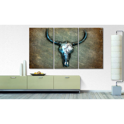 Buffalo Skull Wall Art Set on Canvas