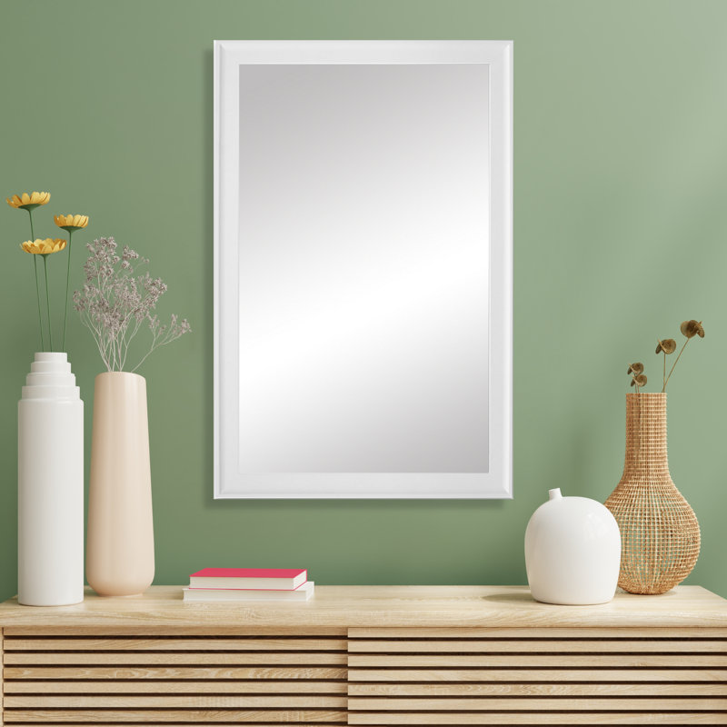 Cadre en bois Morgan avec support de sécurité idéal pour miroir de salle de bain / meuble-lavabo, Blanc, 30 po x 44 po