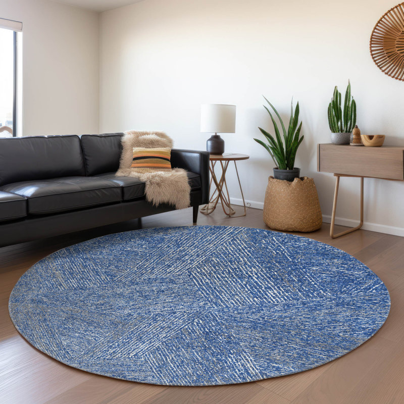 Premium Machine Washable Finchley AMF991 Lines Rug, Round 8'
