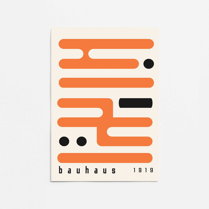 «Orange Bauhaus Minimalist», impression roulée, H 16 po x l 12 po, Impression sans cadre, Ne s’applique pas