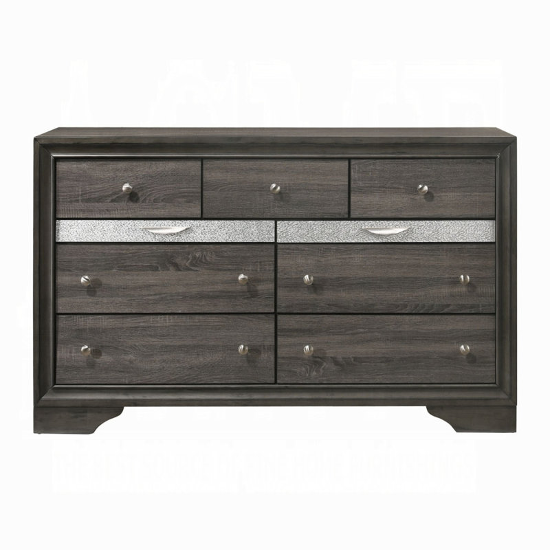 Commode 7 tiroirs Naima, Gris clair