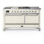 Majestic III Series 60 Inch Dual Fuel Range with 7 Sealed Burners, Griddle, Frenchtop in Antique White (Natural Gas, Copper Trim)-553012106-553012098-553012097